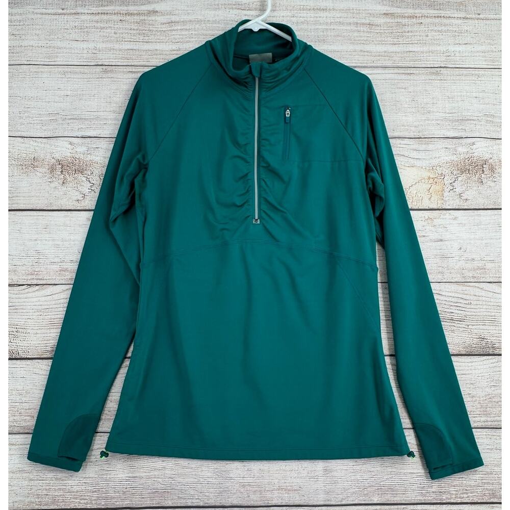Athleta Alacrity 1/2 Zip Pullover Sweatshirt Womens L‎ Green Stretch Slim